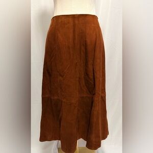 Madewell Rich Brown NWT Leather Midi Skirt NS266 High-Waist Chic Workwear Size 4